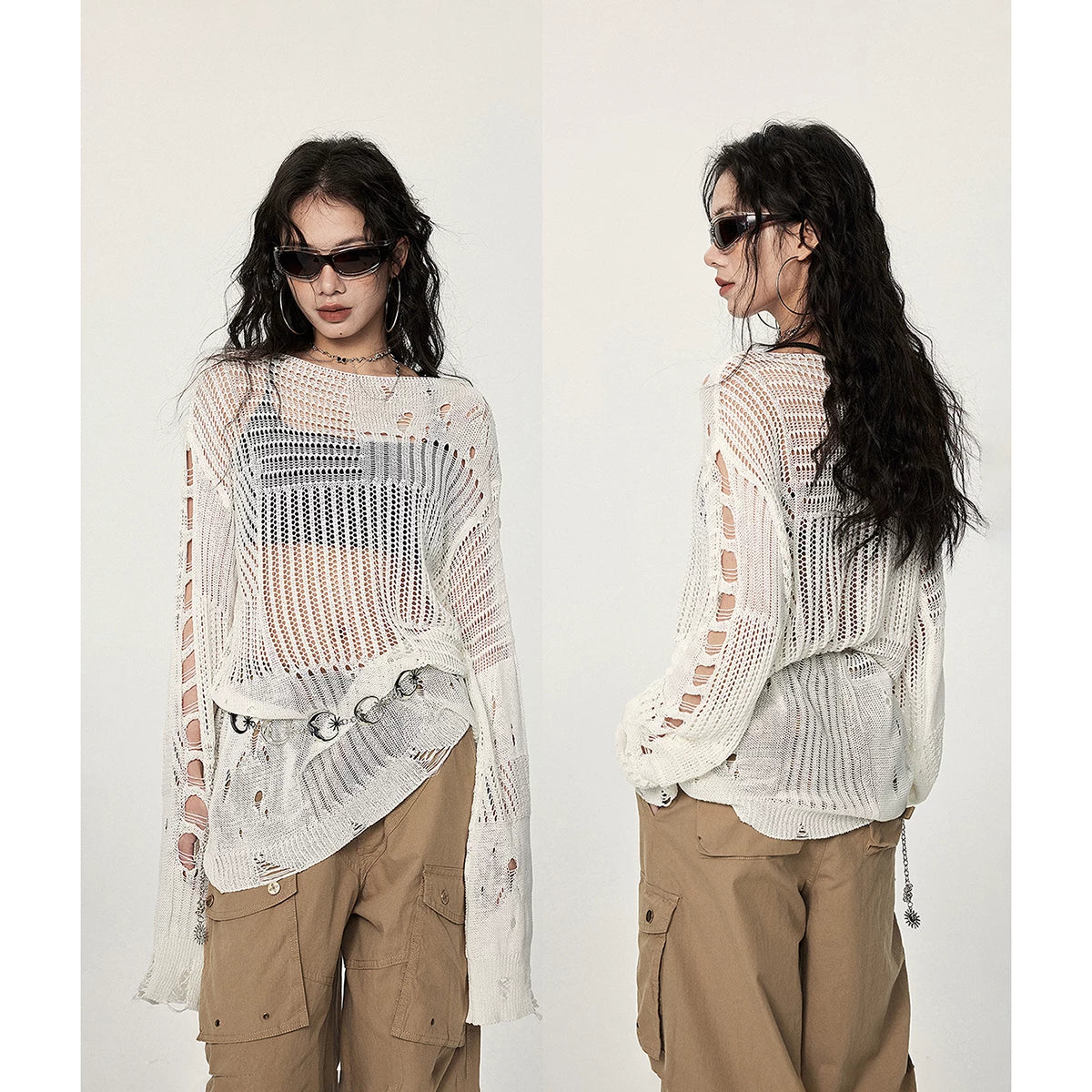 Knitted Hollow Blouse Top