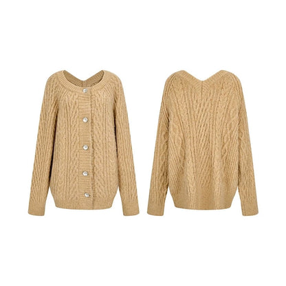 V-neck knit sweater coat set