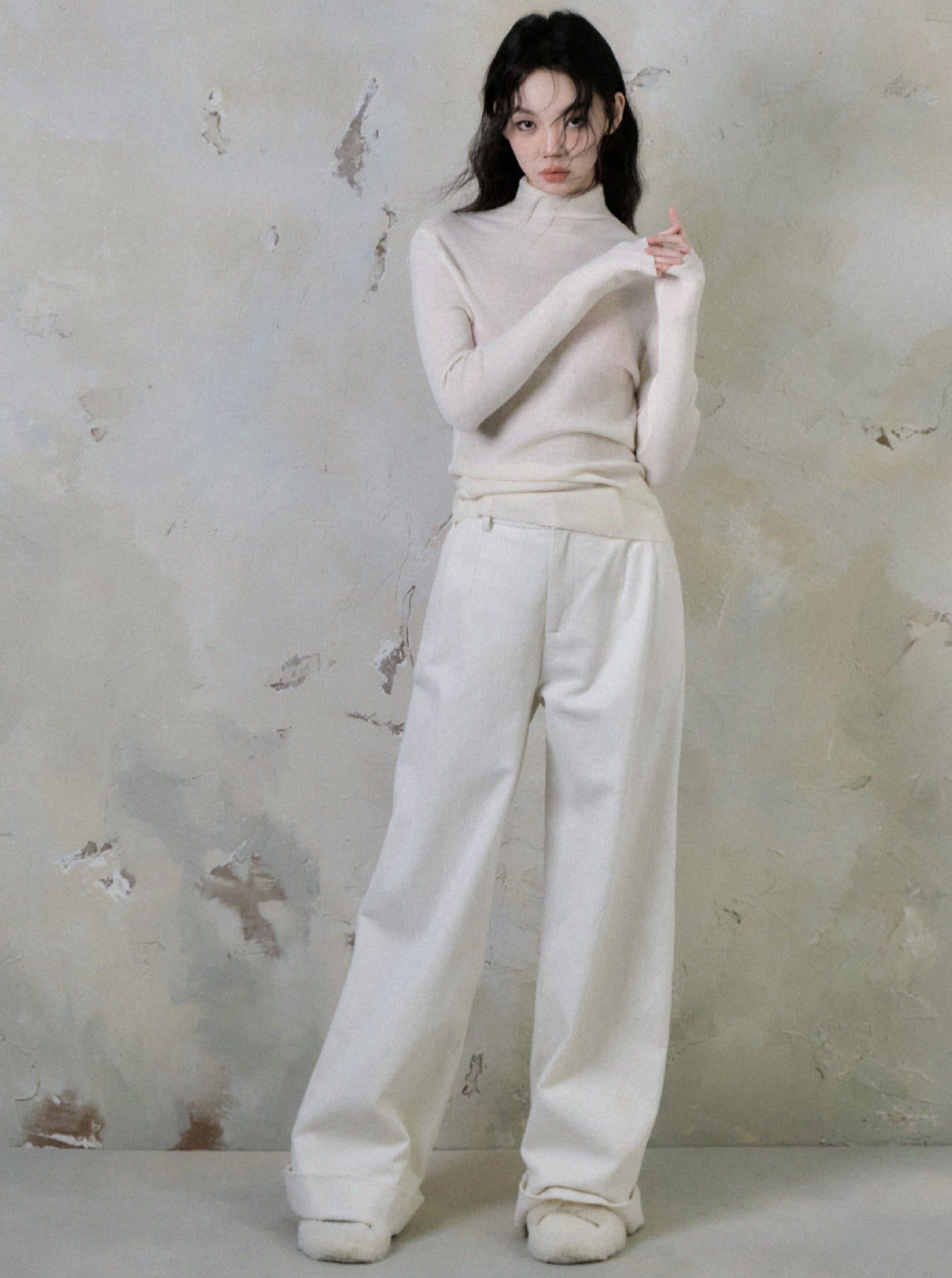 high-waisted wide-leg pants