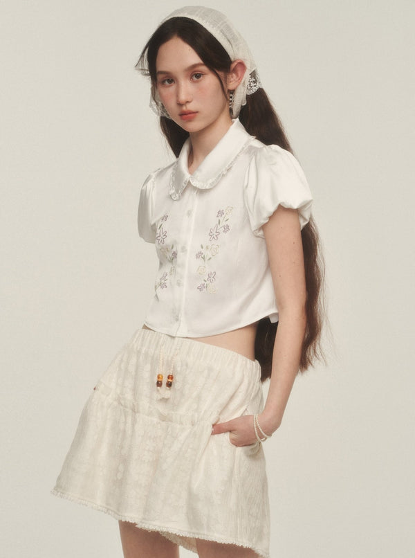 Airy Puff Sleeve Lace Shirt