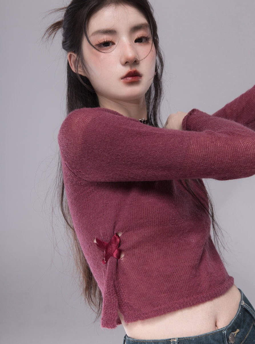 Thin Slit Web Woolen Top