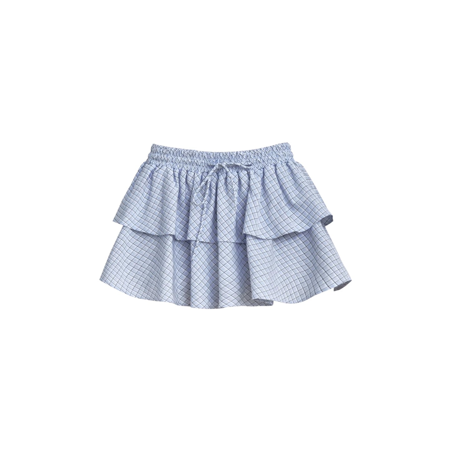 Plaid Patchwork Blouse and Skirt Set-Up