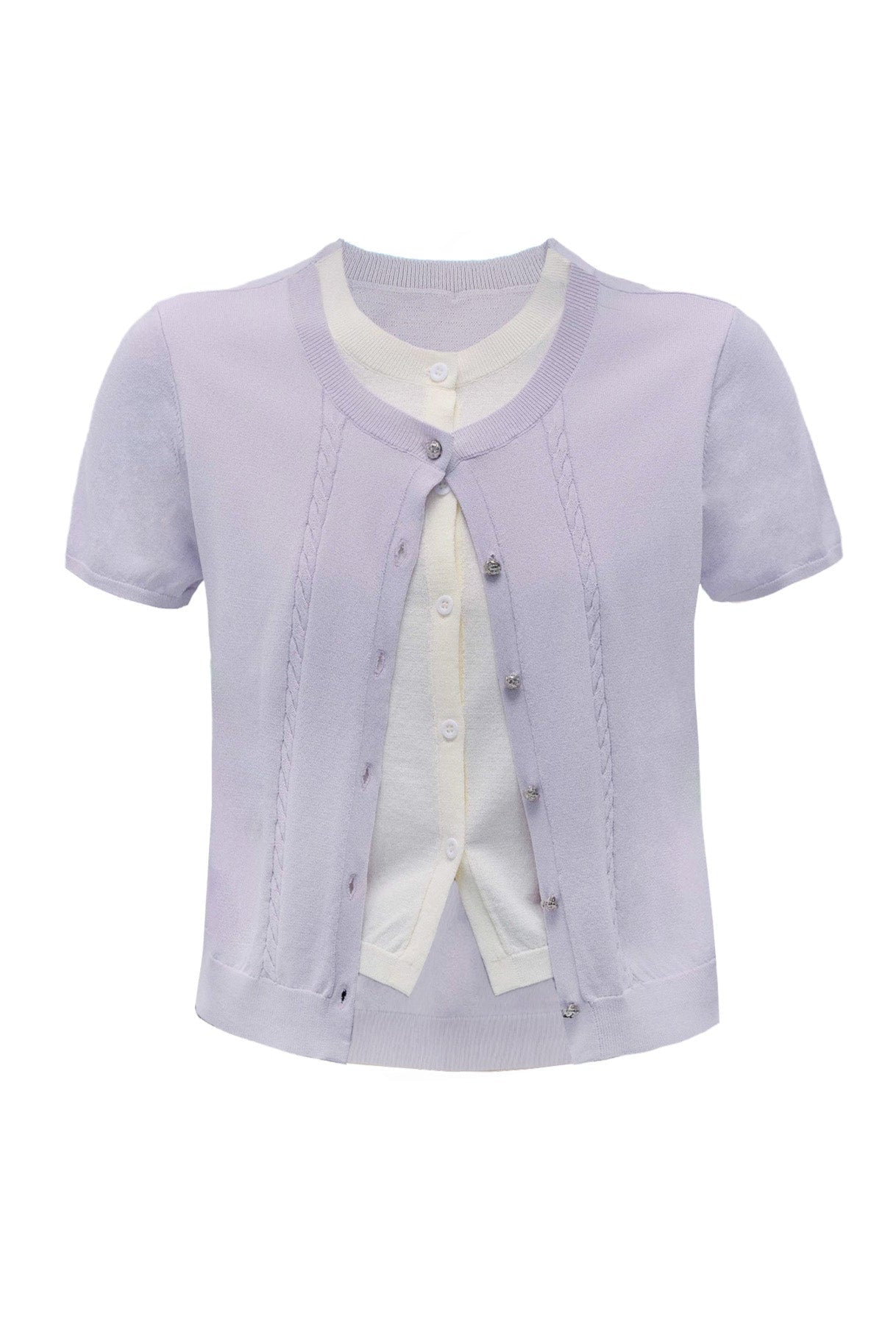 Purple Chimes Knit Cardigan Set-Up