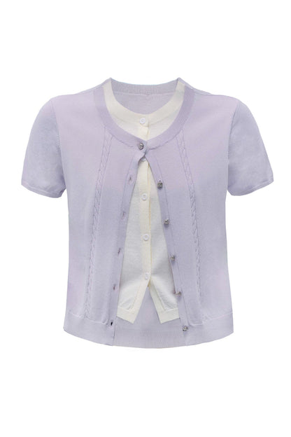 Purple Chimes Knit Cardigan Set-Up