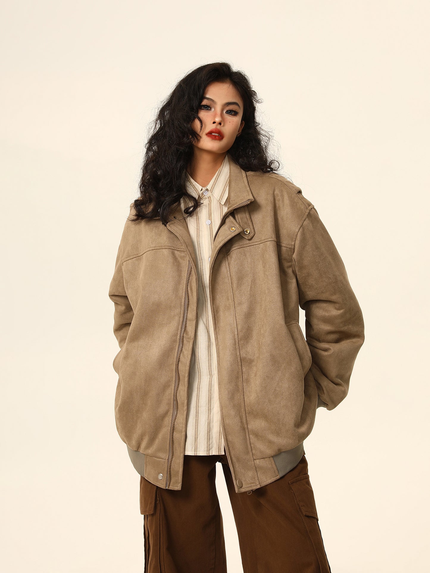 American stand-up collar loose thickened jacket