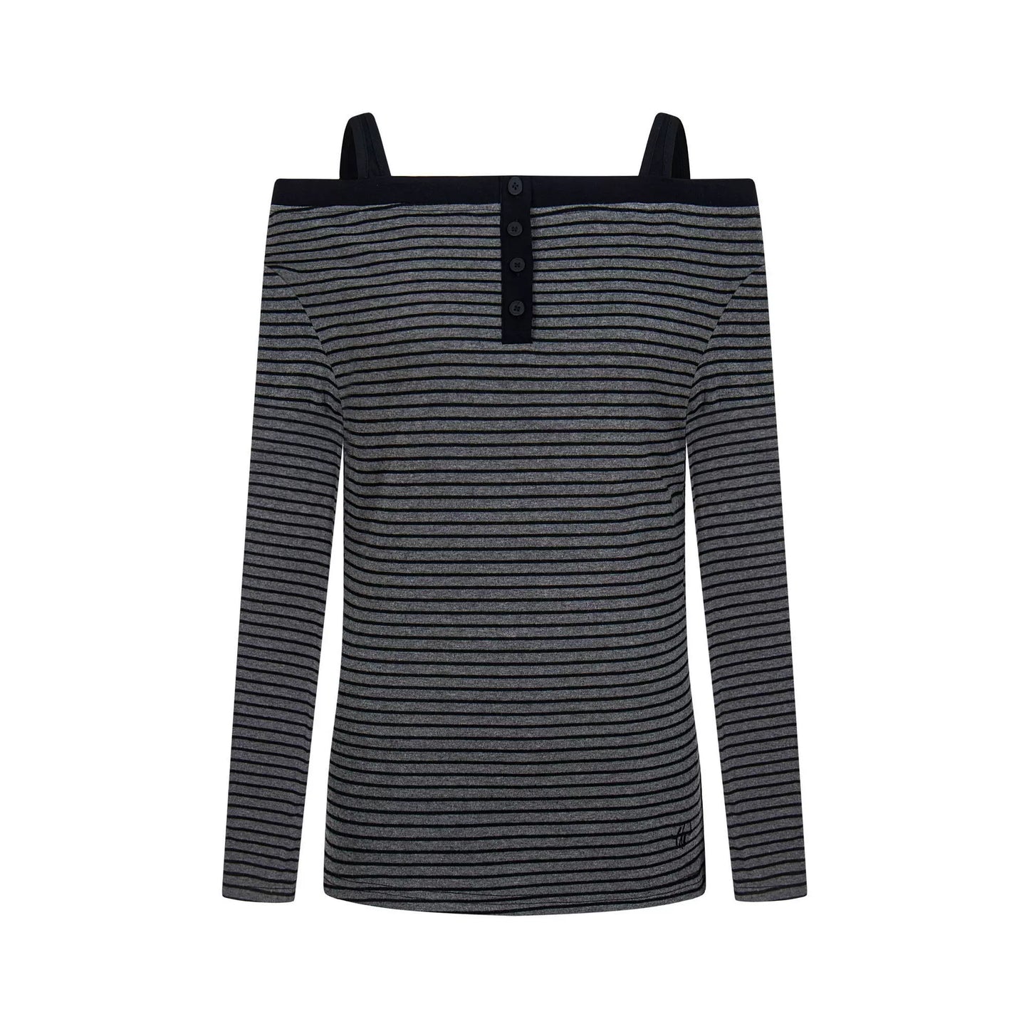 Striped Long Sleeve One Shoulder T-Shirt