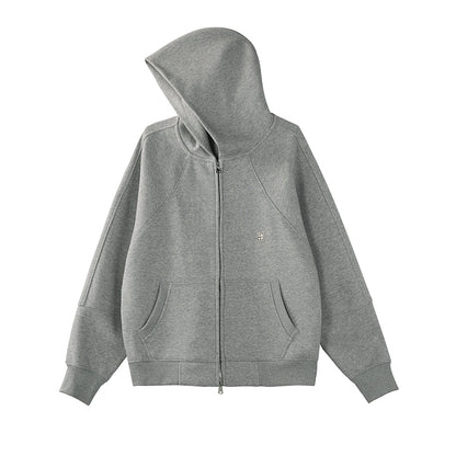 DESIGNER PLUS Grey Heavy 500g Hooded Sweatshirt Autumn Winter Airy Oversize Thick Jacket