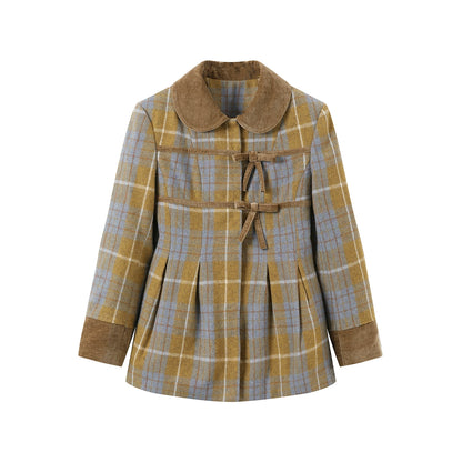 Plaid Patchwork Woolen Coat