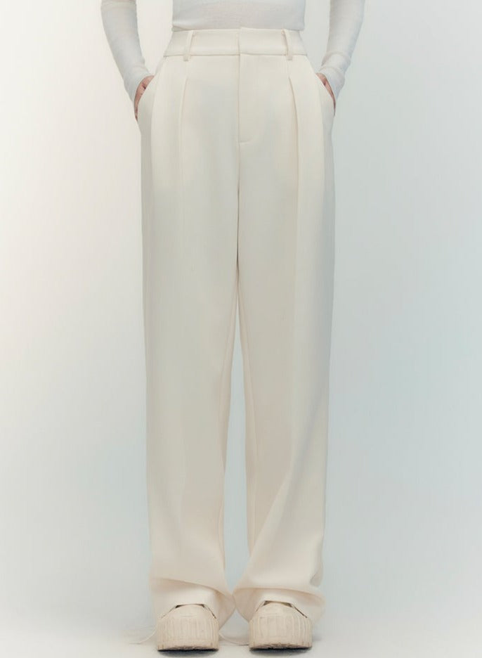 high-rise straight casual pants
