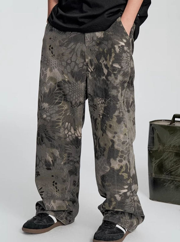 Snake Print Denim Pants