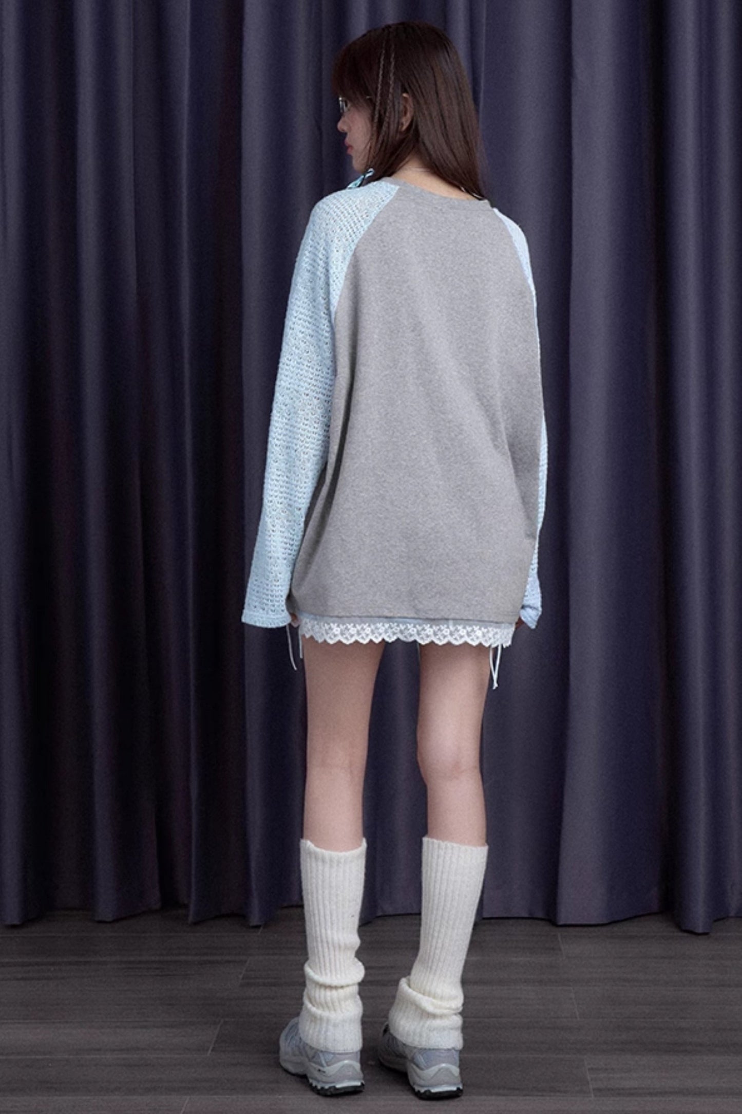 Dreamy Gentle Gray Blue Long Sleeve Top