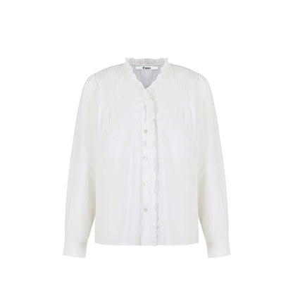 Cotton French-Style Ruffled Blouse