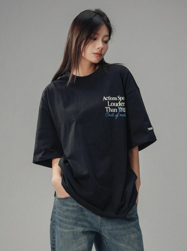 Contrast Letter Print Crew Neck T-Shirt