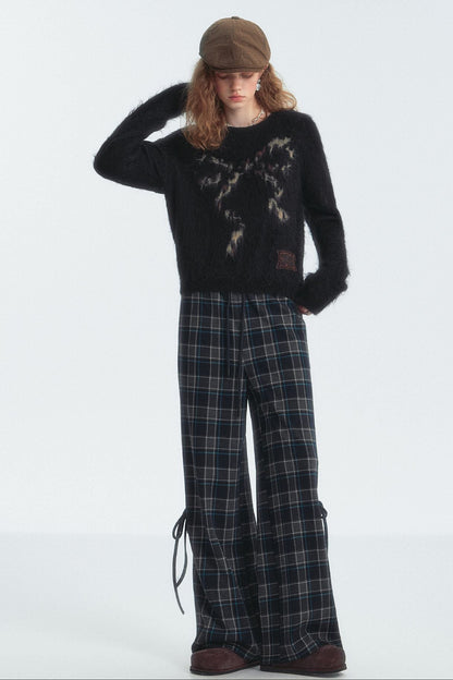 Leopard-Print Bow Crewneck Jumper