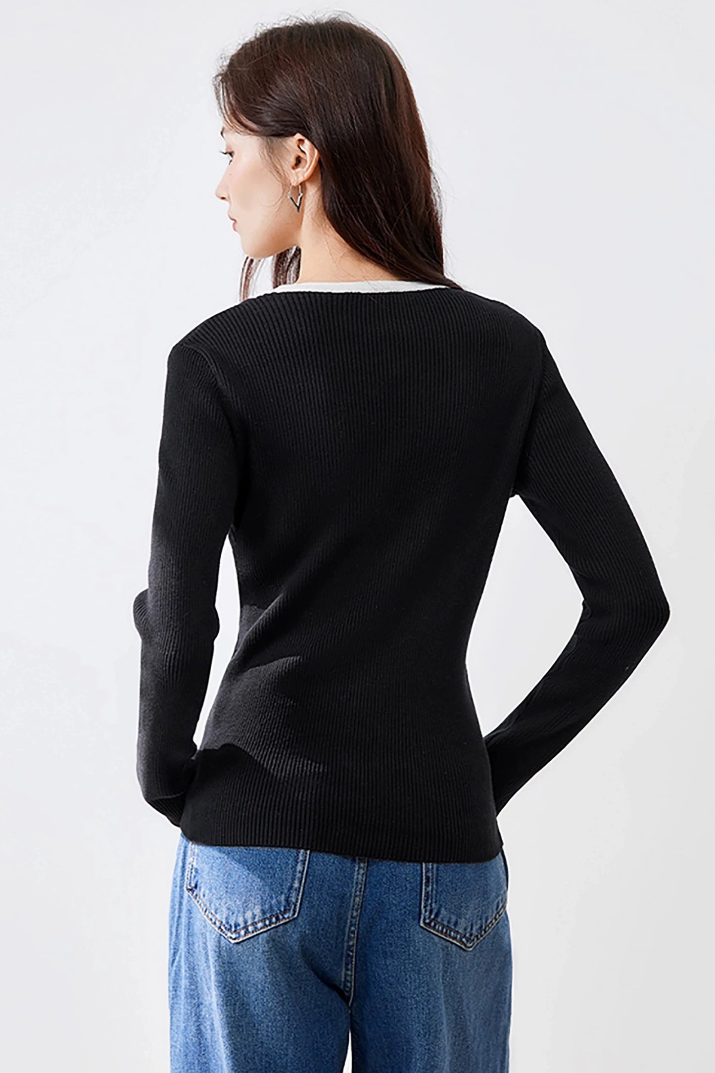 Contrasting Knit Sweater Top