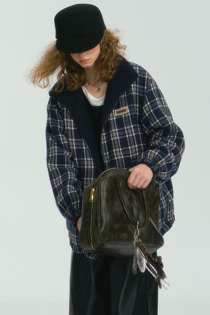 Double-Sided Plaid Fleece Jacket