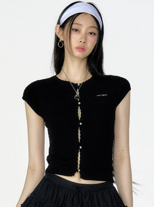 Twist Knit Slim Cardigan Top