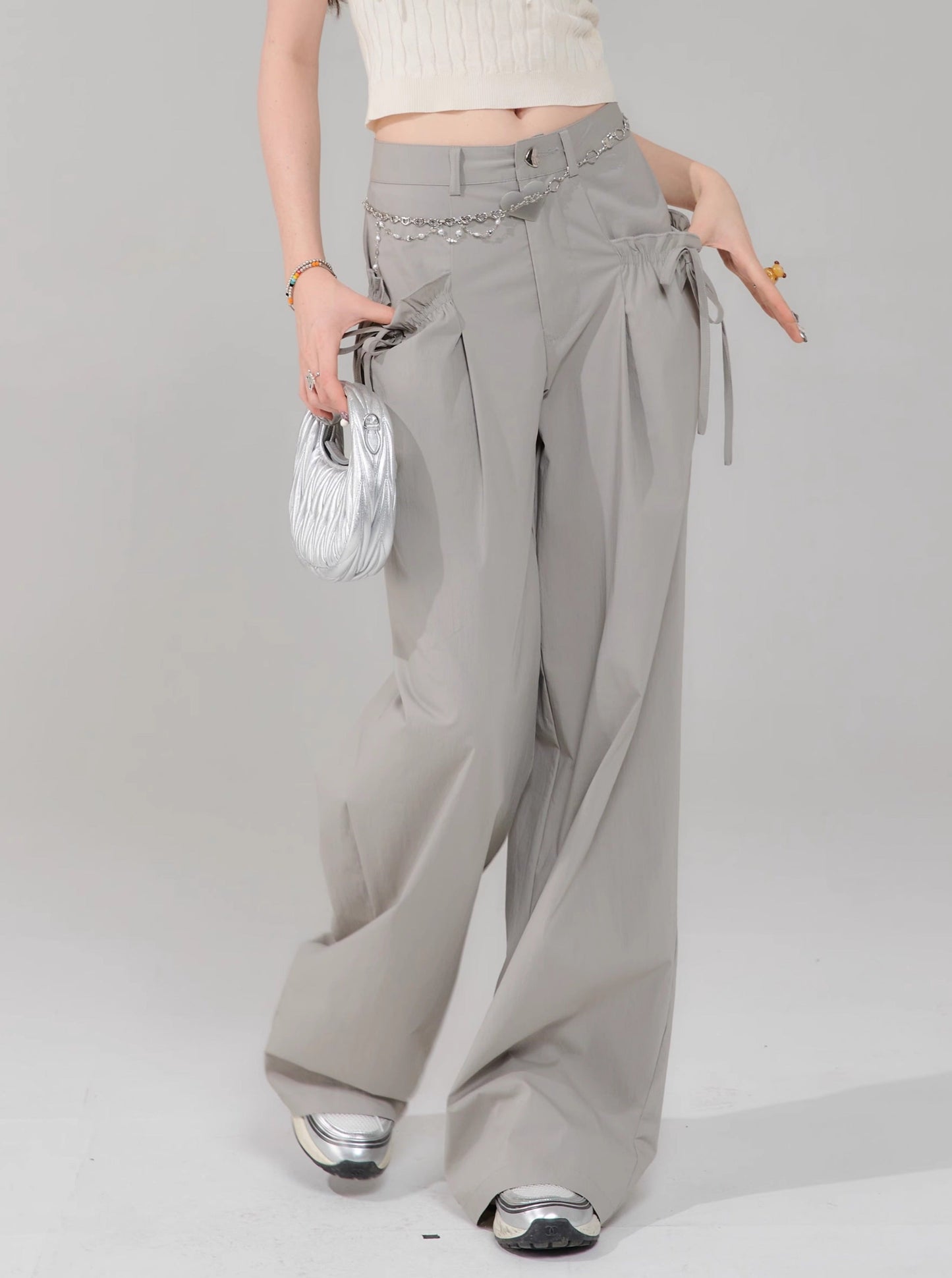 Retro High Waist Gray Pants