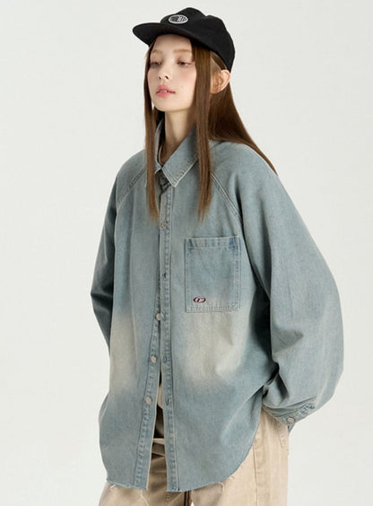 Retro Distressed Denim Shirt