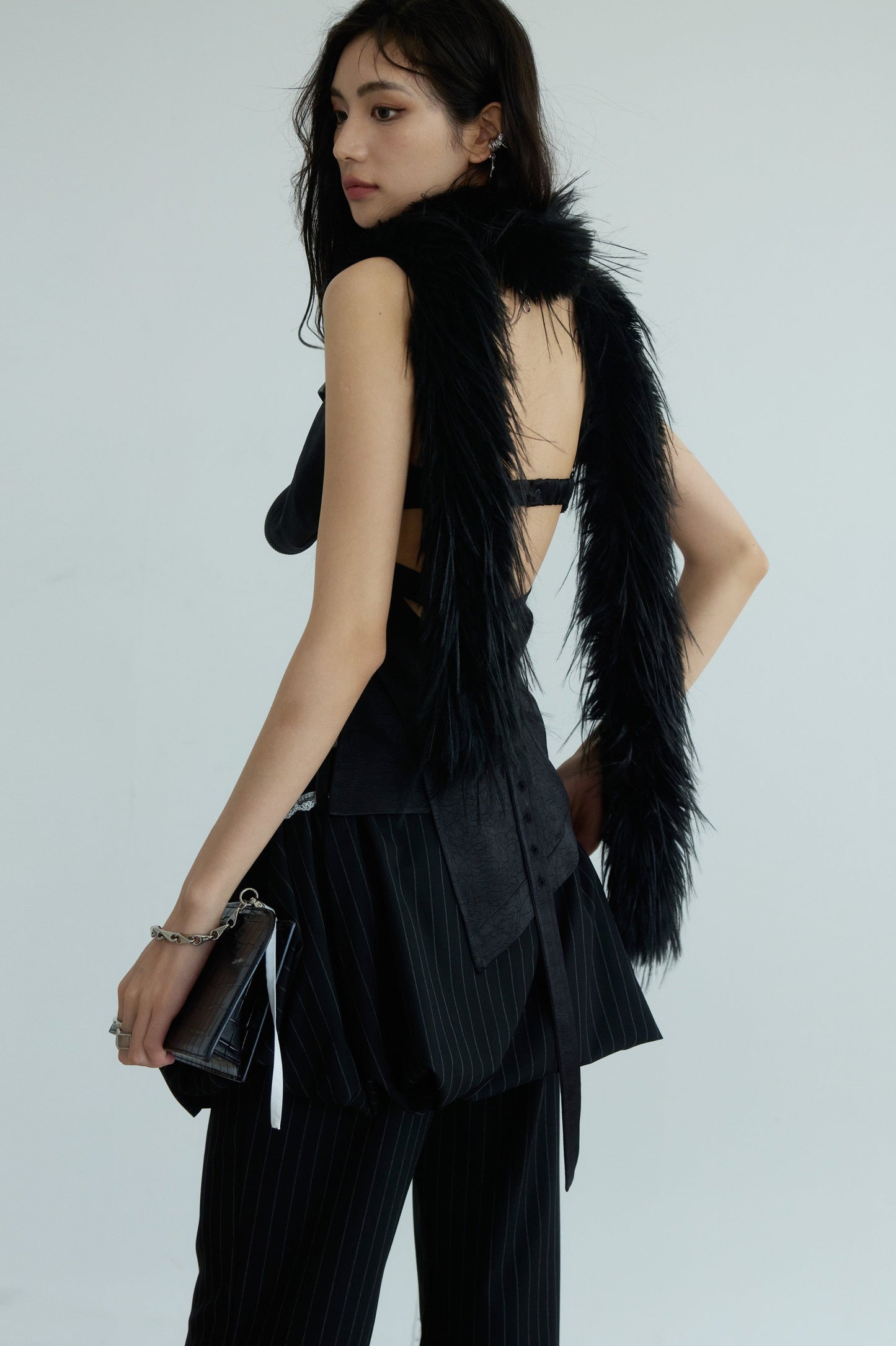 Textured Halterneck Backless Vest