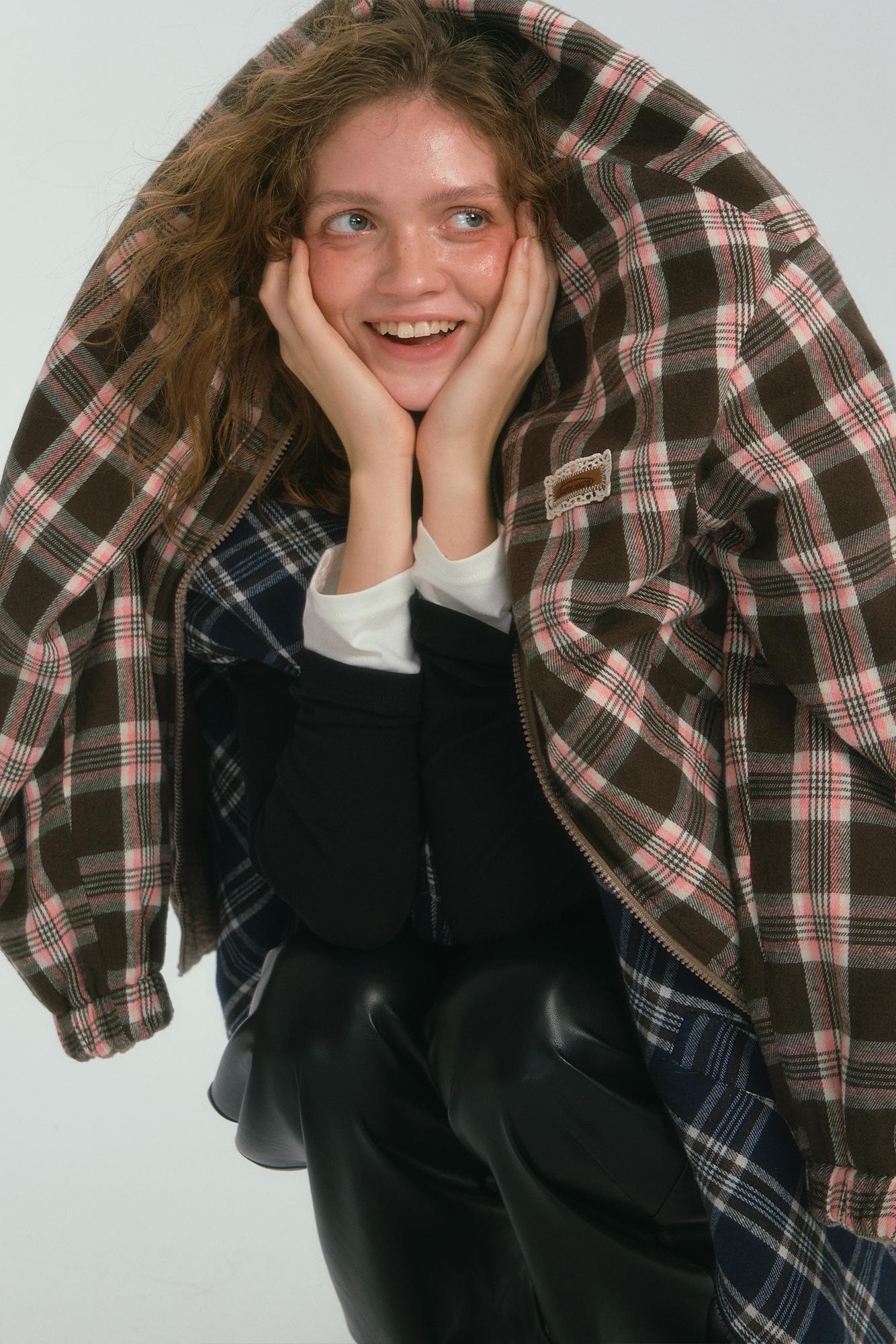Double-Sided Plaid Fleece Jacket