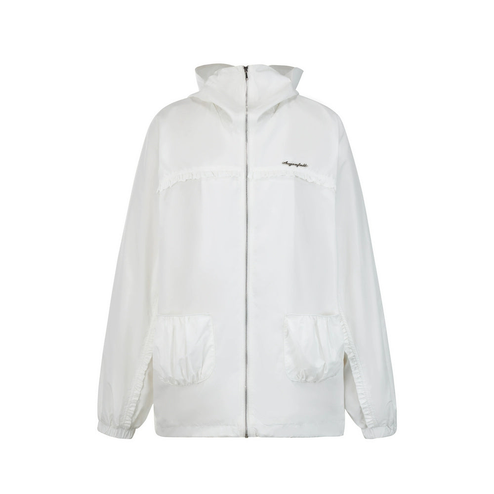 Hooded Ruffle-Trim Sun Jacket