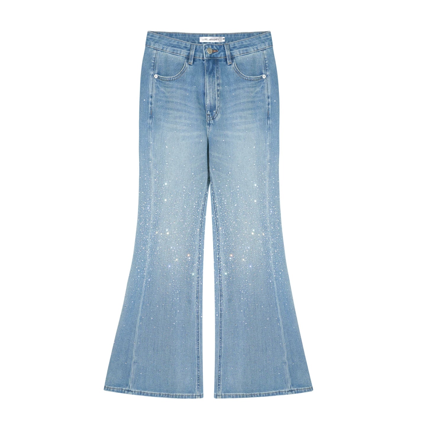 Washed Rhinestone Flared Pants