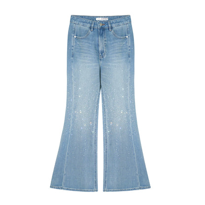 Washed Rhinestone Flared Pants