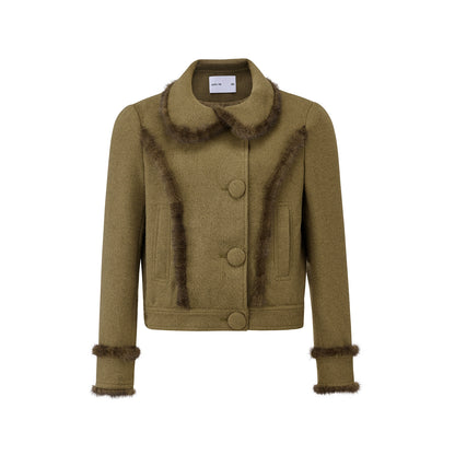 Warm Mink Fur Woolen Short Coat
