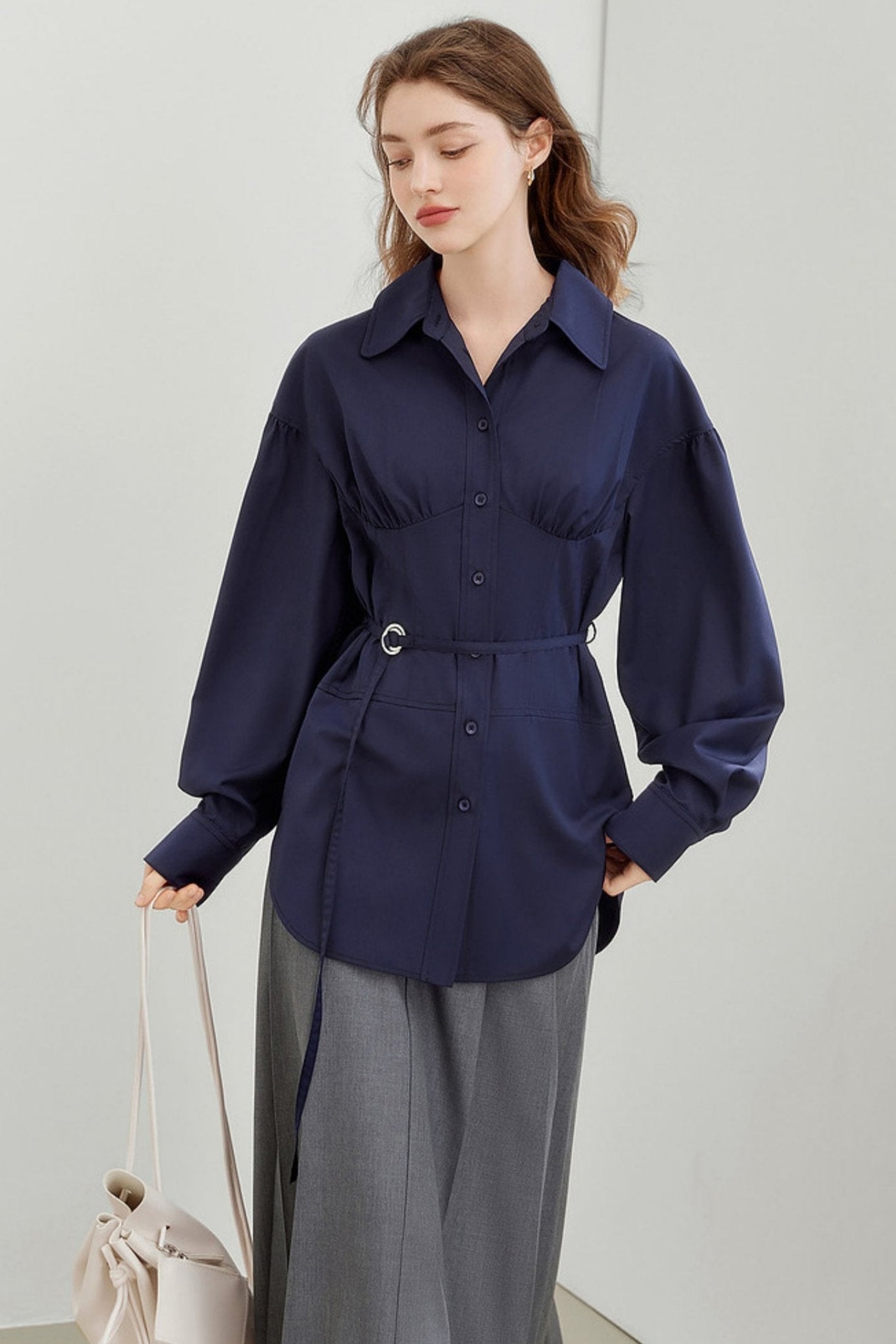 Waist Niche Design Long Sleeve Shirt