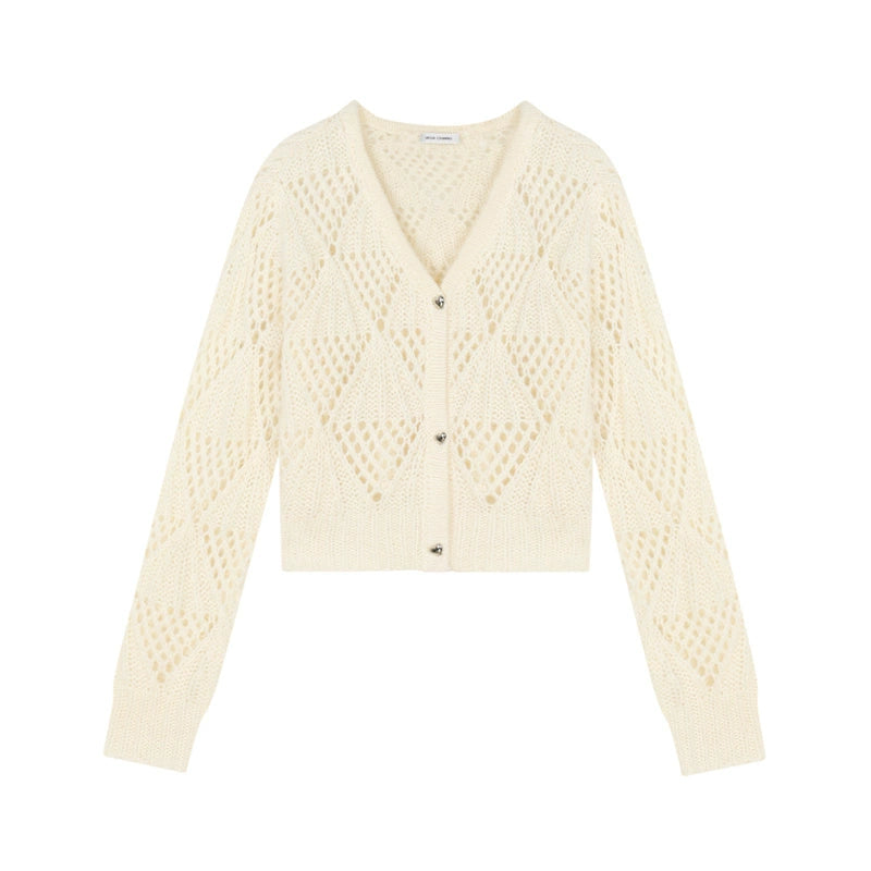 Hollow Jacquard Short Cardigan