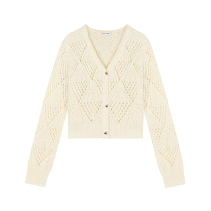 Hollow Jacquard Short Cardigan