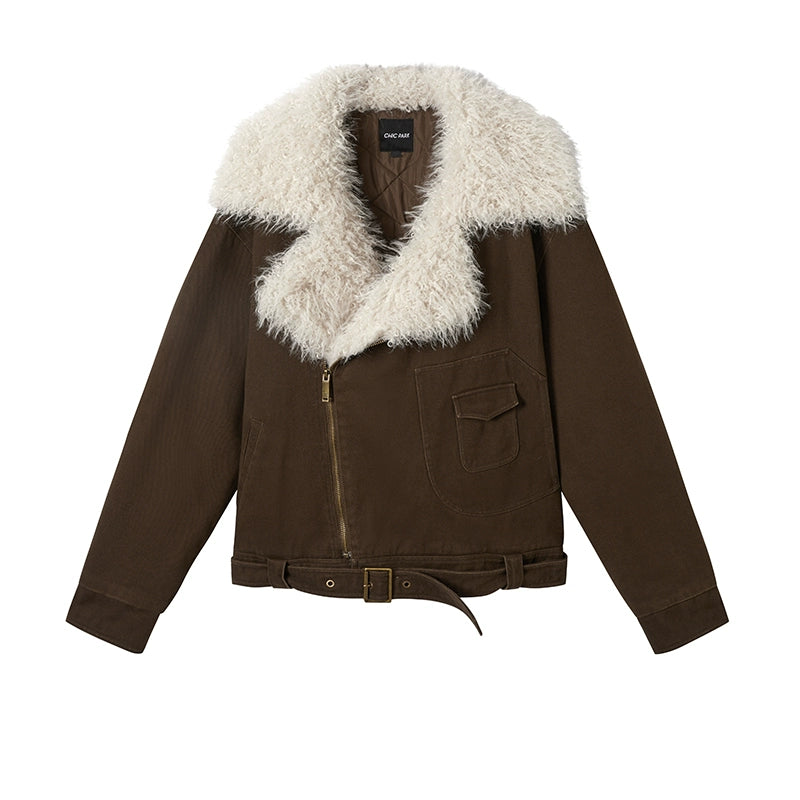 Retro Motorcycle Wind Fur Collar Jacket