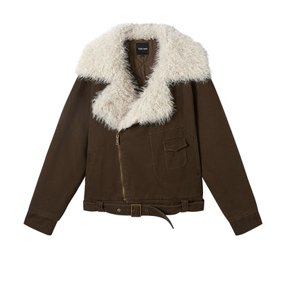 Retro Motorcycle Wind Fur Collar Jacket