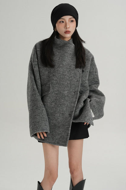 Temperament Double-Faced Tweed Coat