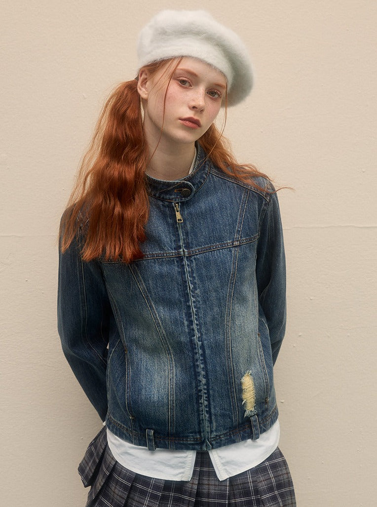 Lässige vielseitige Vintage -Denimjacke