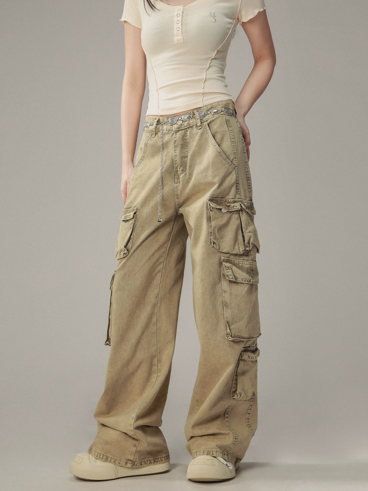 Vintage Distressed Pocket Cargo Pants