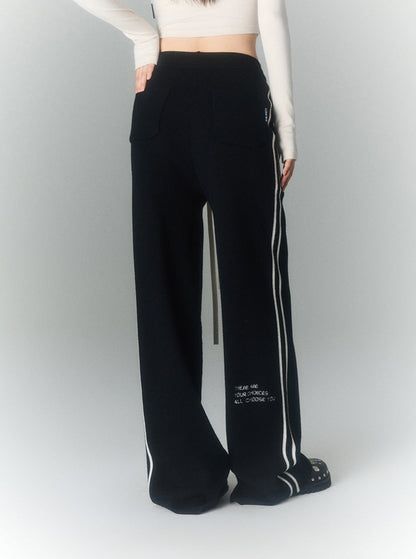 Striped Thickened Knitted Casual Pants