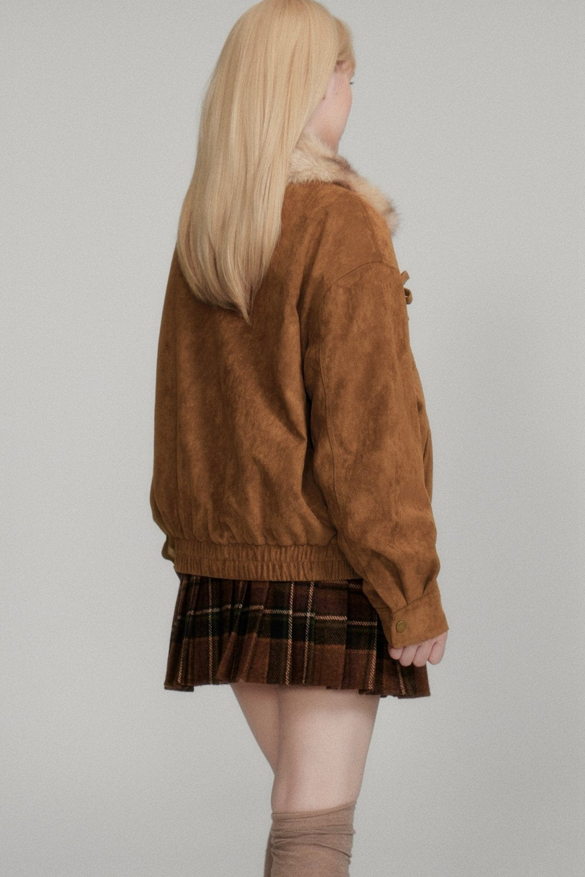 Yellow Brown Imitation Suede Jacket