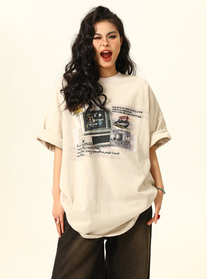 Retro TV Print T-Shirt