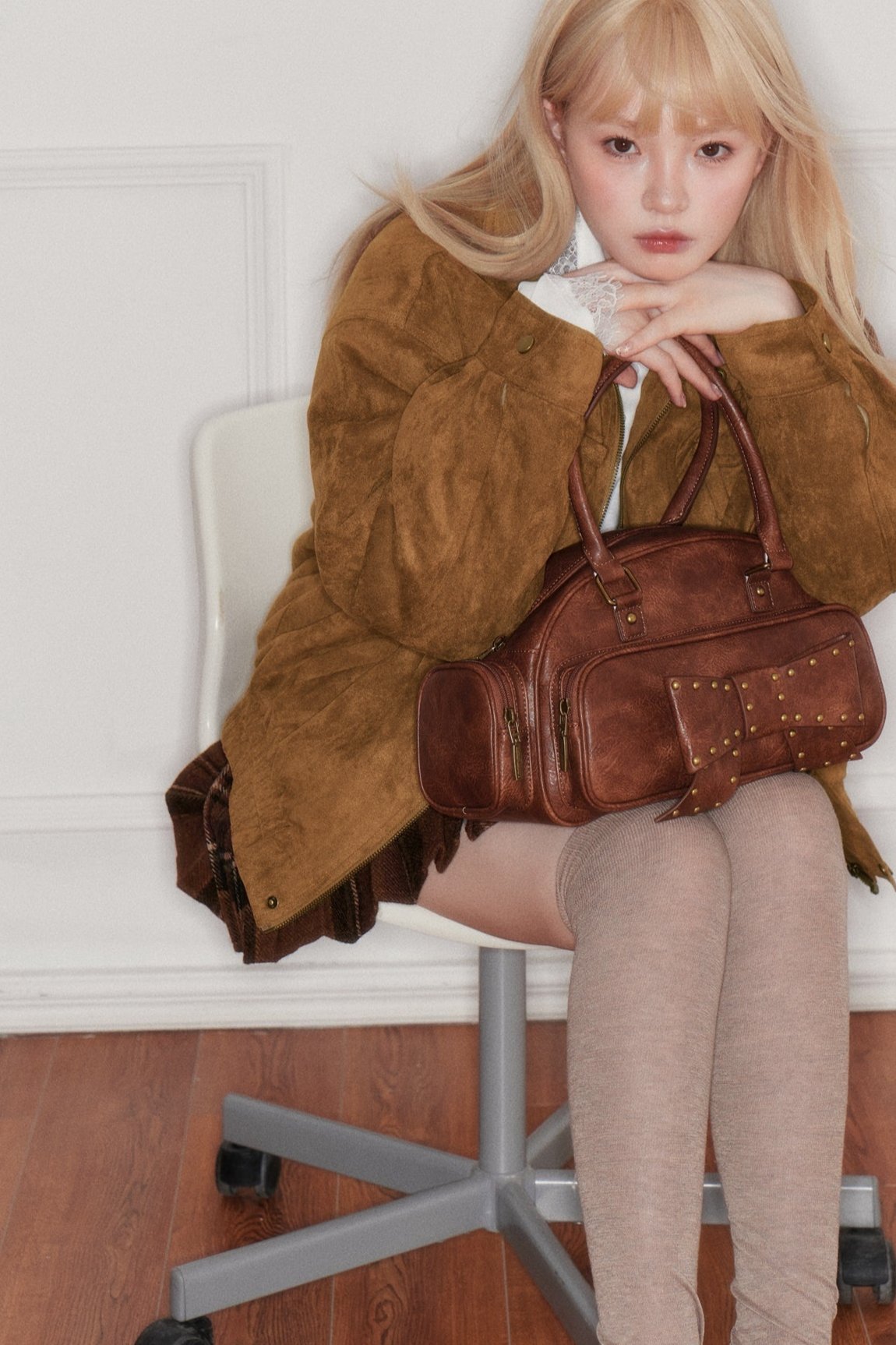 Yellow Brown Imitation Suede Jacket