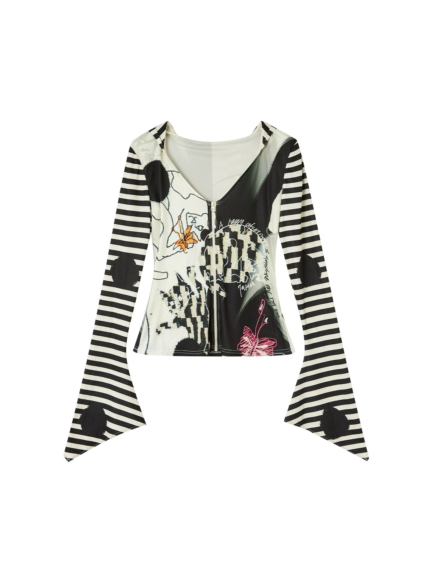 Hand-Painted Cat Chase Hooded Top