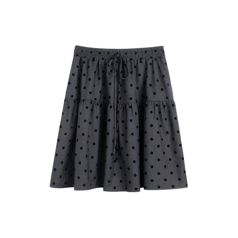 Flocked Polka Dot Umbrella Retro Skirt Set-Up