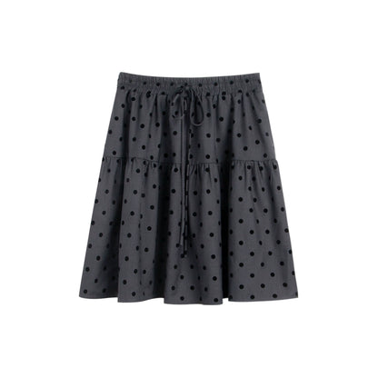 Flocked Polka Dot Umbrella Retro Skirt Set-Up