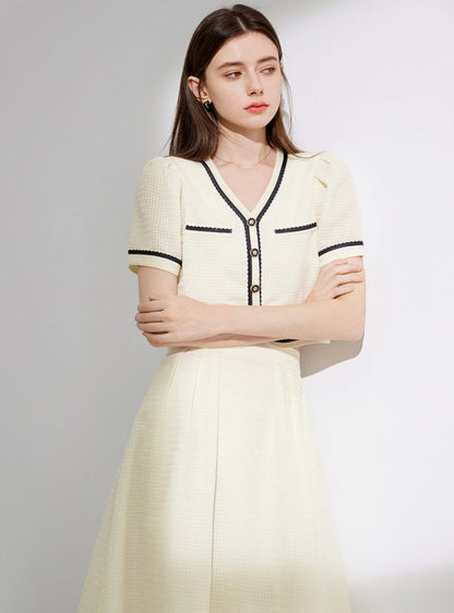 Fragrance Short Sleeve Top Skirt Set