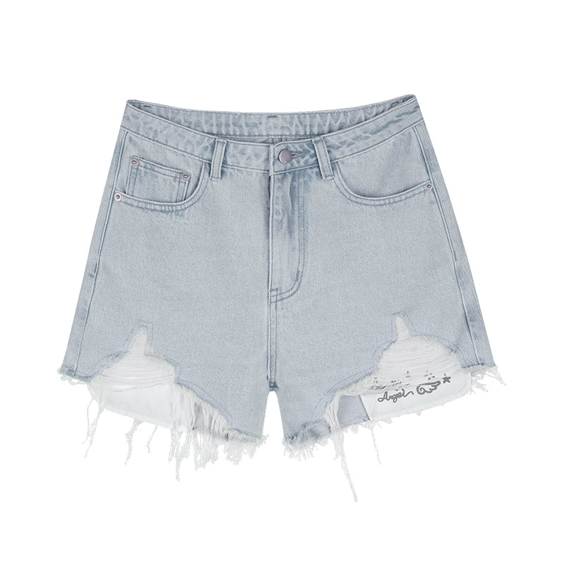Whiskered Wings Denim Shorts