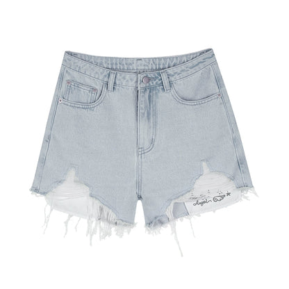 Whiskered Wings Denim Shorts