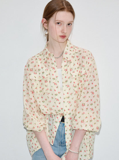 Retro Floral Lapel Shirt