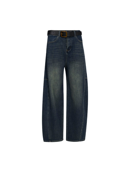 [New on September 19] APEA American Vintage Dark Blue Jeans Women's Belt Loose Bloomer Pants