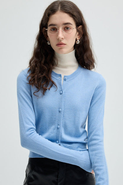 [100% of sheep's wool] VEGA CHANG Grey Knitwear Women's Pre-Fall 2024 New Simple Commuter Top